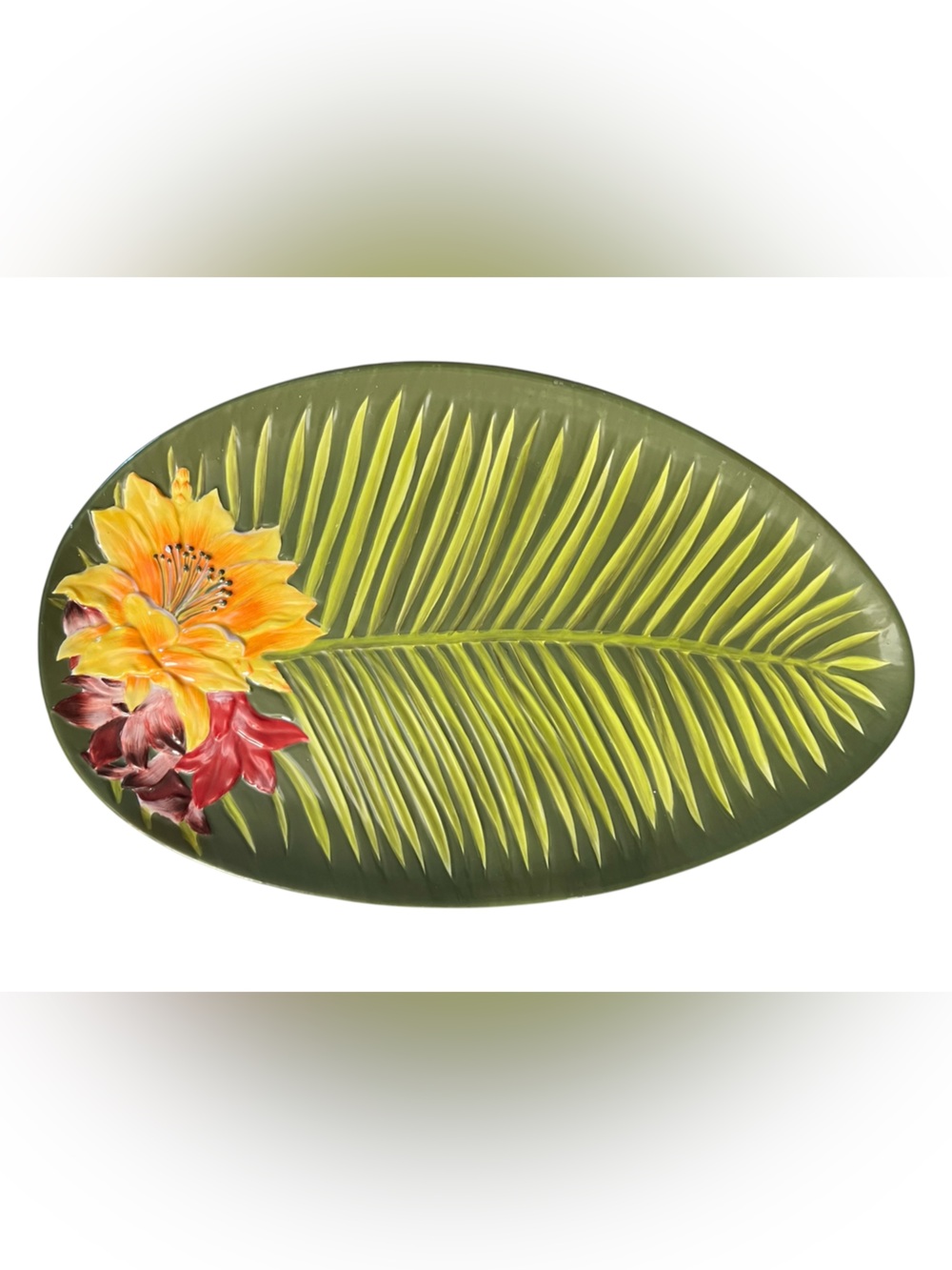 Tommy Bahama Paradise Garden Hibiscus & Plumeria serving platter.